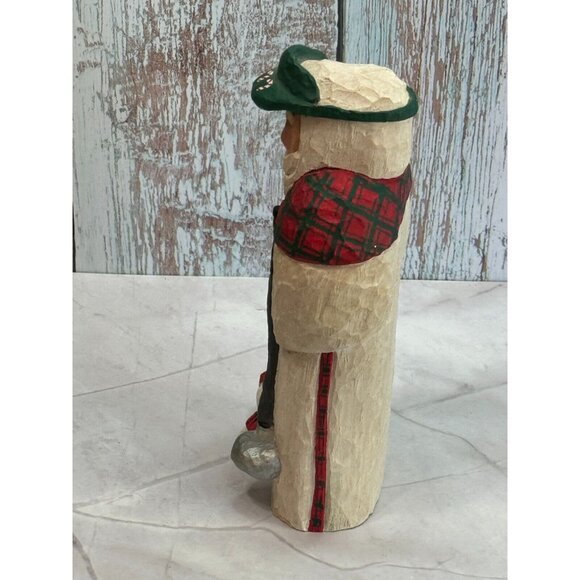 MacDonald Claus 1997 Carved Wood Scottish Golfer Figurine Scotland Signed Artist - Picture 7 of 10